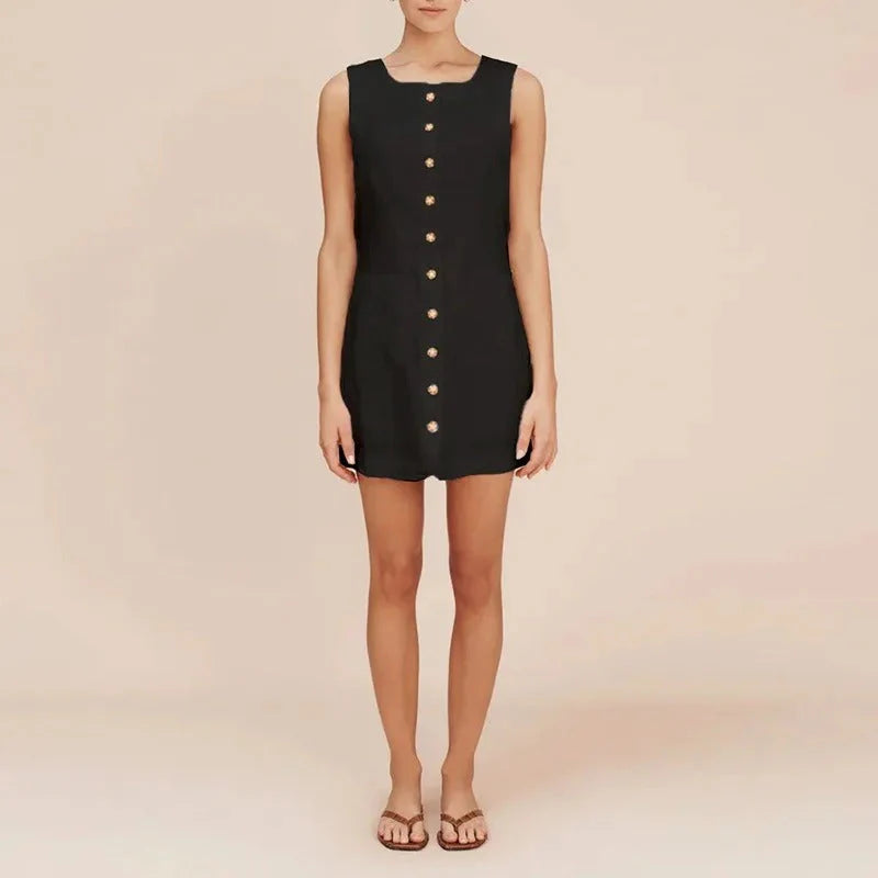 Sophie Paris | Robe droite sans manches à boutons