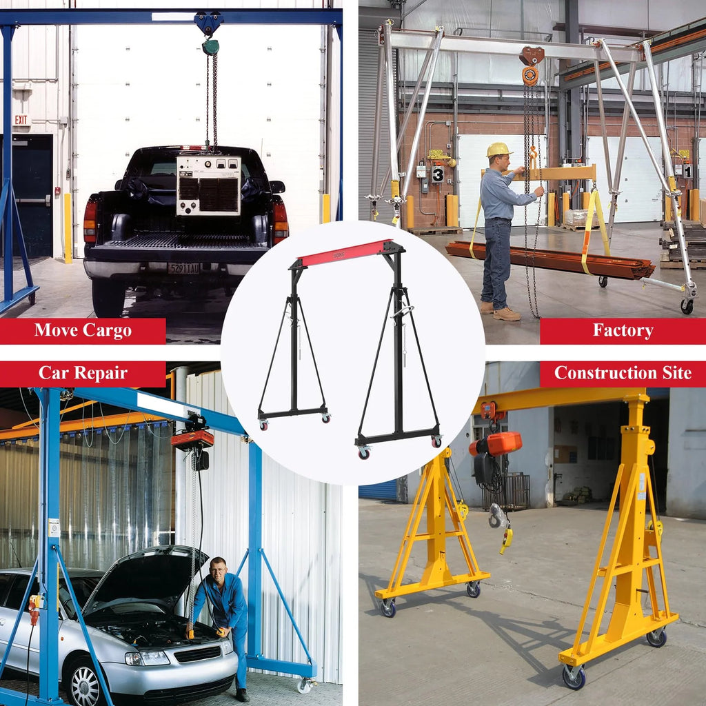 2025  1 Ton Adjustable Gantry Crane, 2200 lbs Capacity, Height Adjustable 96.5-143.7, Portable Hoist for Factory, Construction, Warehouse, Auto Repair