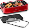 Indoor Smokeless Grill, Techwood 1500W Electric Indoor Grill with Tempered Glass Lid, Portable Non-stick BBQ Korean, Turbo Smoke Extractor Technology, Drip Tray& Double Removable Plate, Black