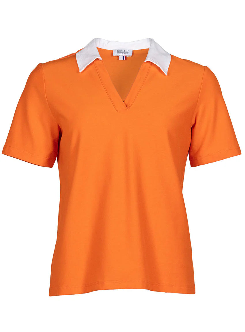 Polo femme en coton orange melon