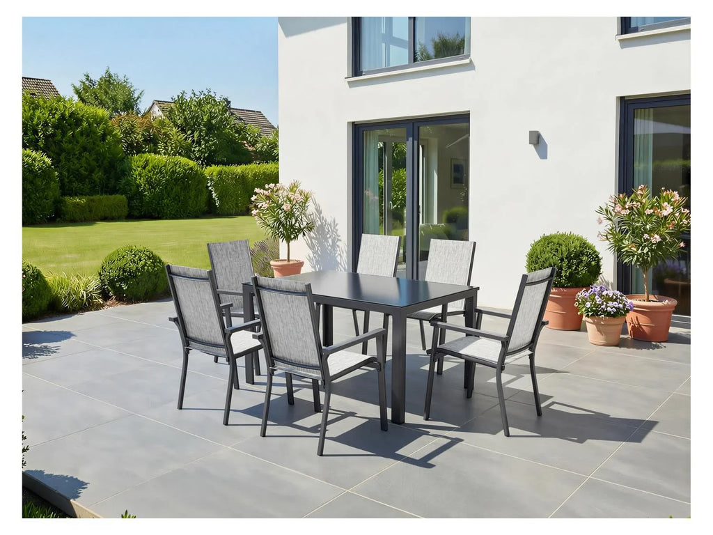 LIVARNO Table de jardin + Lot de 6 fauteuils en aluminium Houston