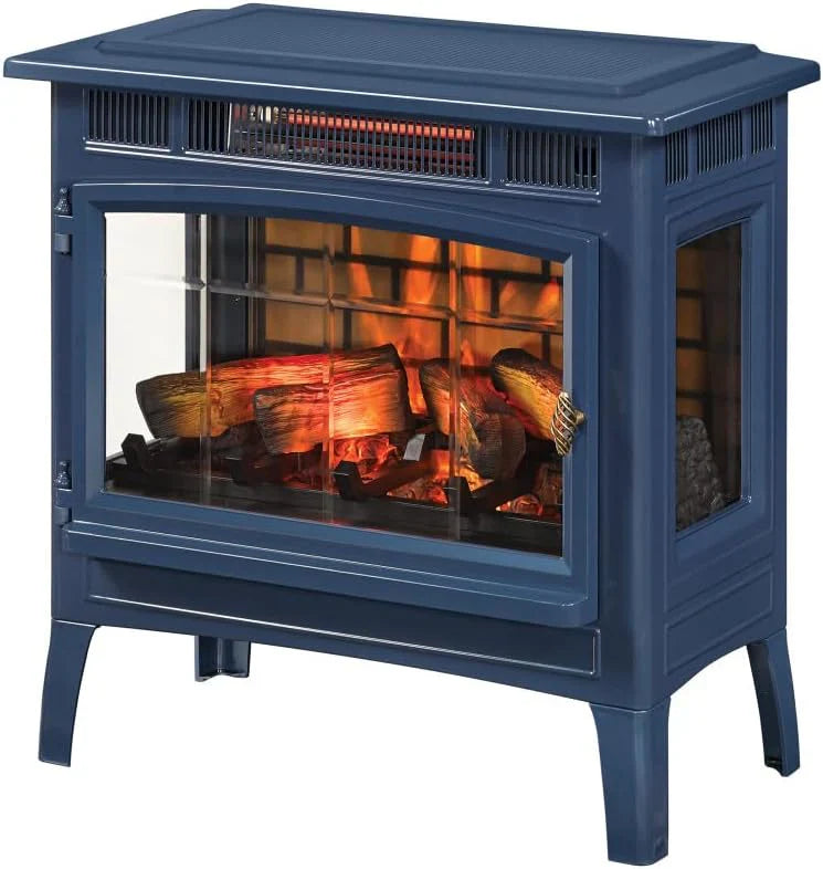Freestanding Electric Fireplace Stove Heater with 3D Flame Effect for 1000 Sq. Ft