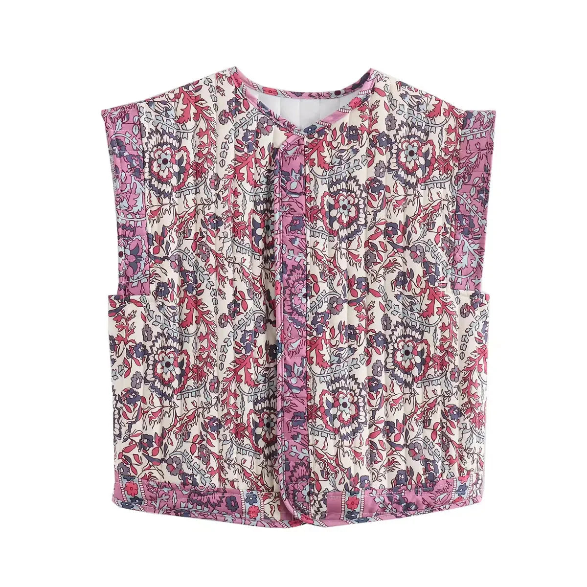 Sophie Paris I Gilet en coton matelassé avec motif brodé