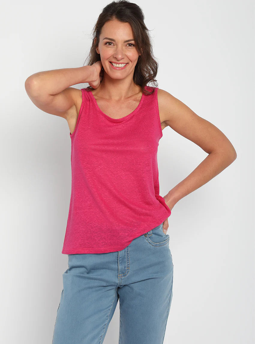 Débardeur femme en lin Rose Vif
