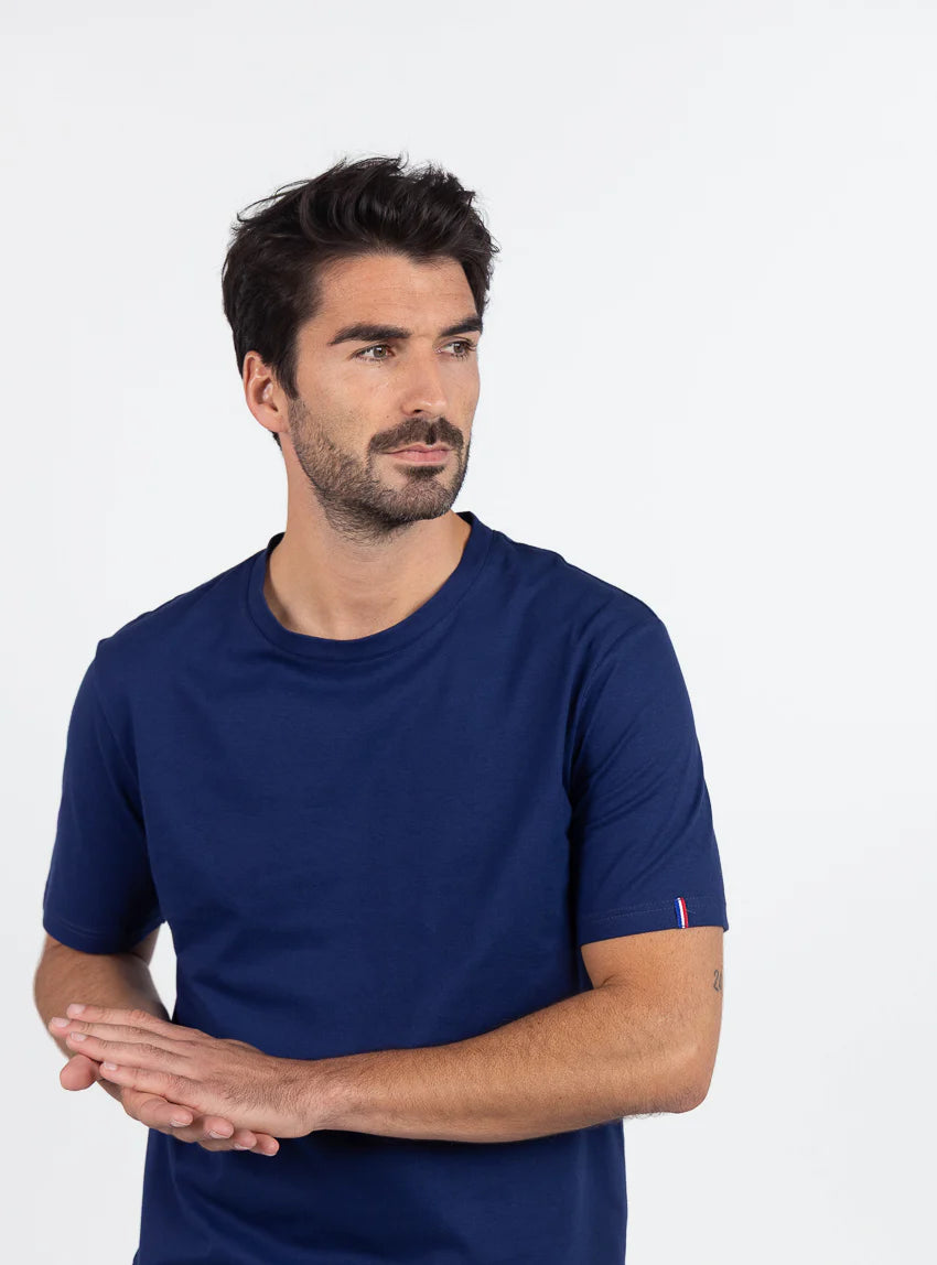 Tee-shirt homme en coton bio bleu marine