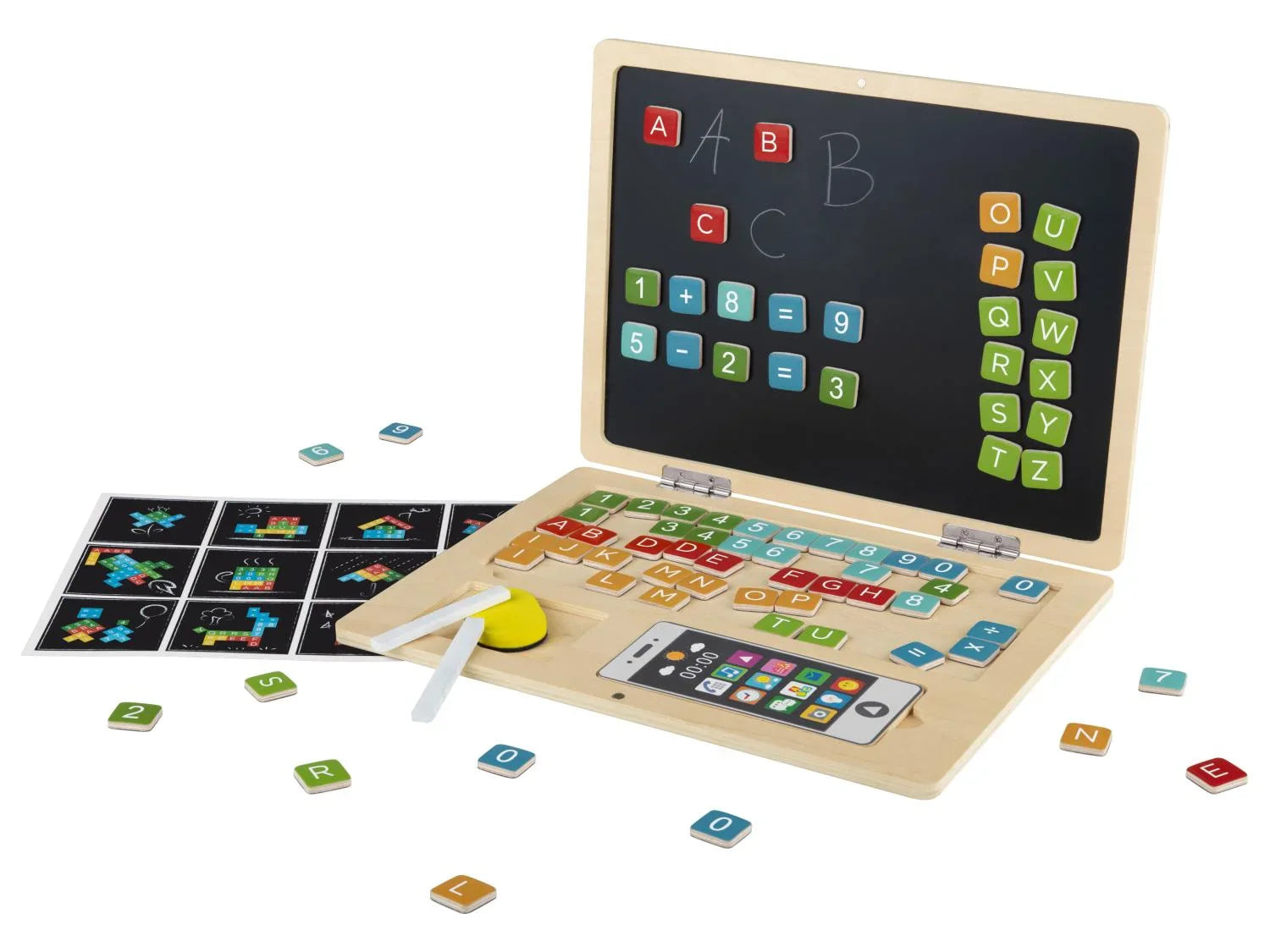 Playtive Ordinateur portable en bois ou Horloge magntique
