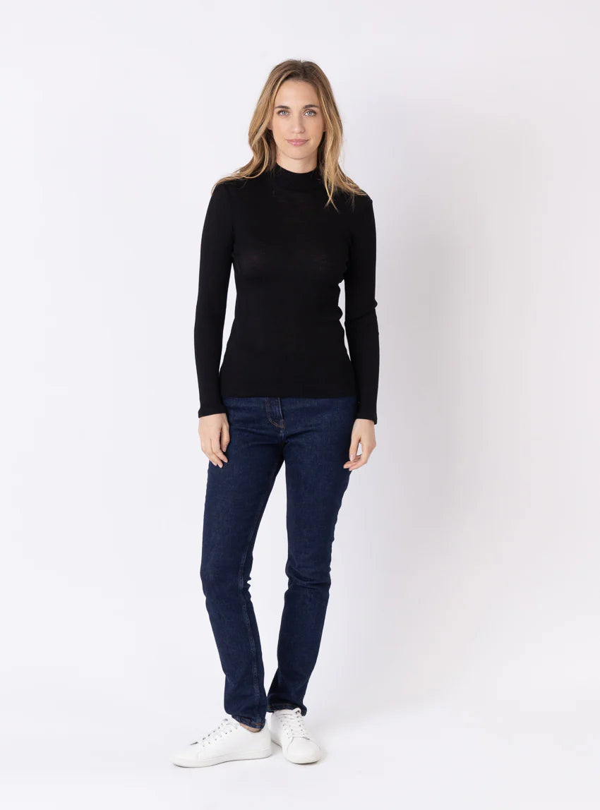 Pull chaussette femme col montant noir