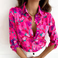 Blouse décontractée à boutons avec imprimé floral