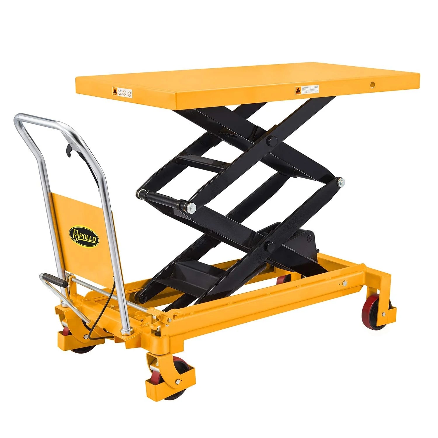 Hydraulic Lift Table Cart – 770 lbs Capacity, 51 Max Height, Double Scissor Lift with Safety Guard & 4 Wheels