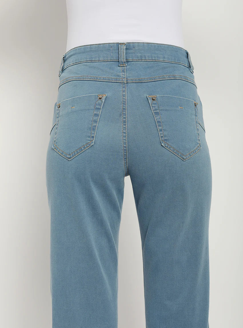 Jean femme taille haute bleu indigo clair