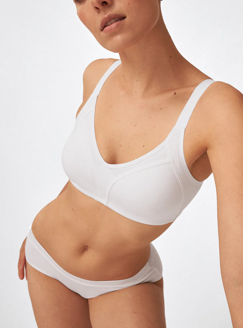 Soutien-gorge maintien sans armatures en coton blanc