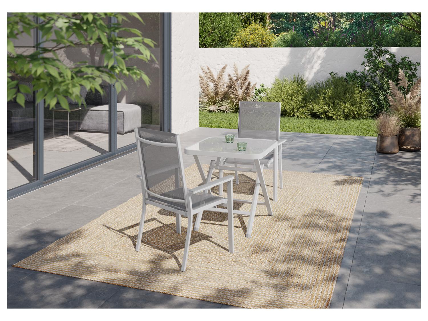 LIVARNO home Chaise empilable en aluminium Houston, blanc/gris clair