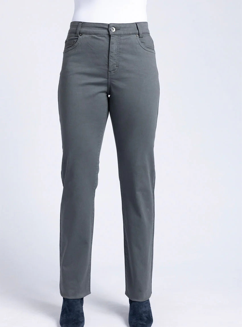 Pantalon femme en coton gris bronze