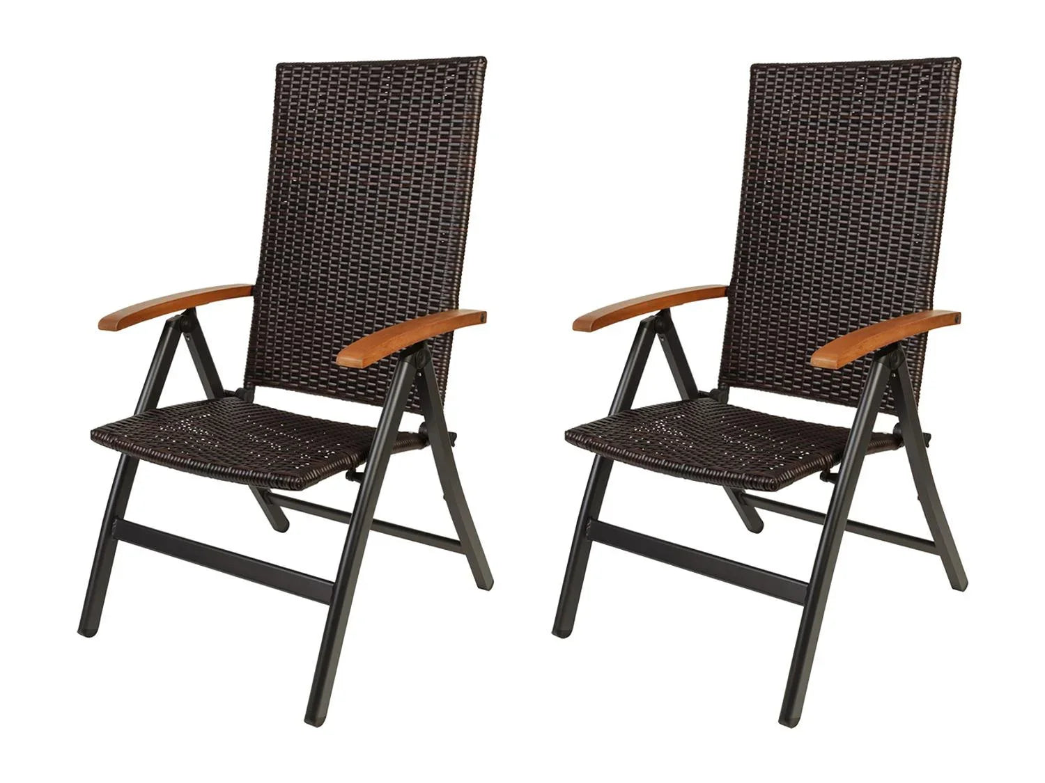 LIVARNO Lot de 2 fauteuils pliants tresss Valencia