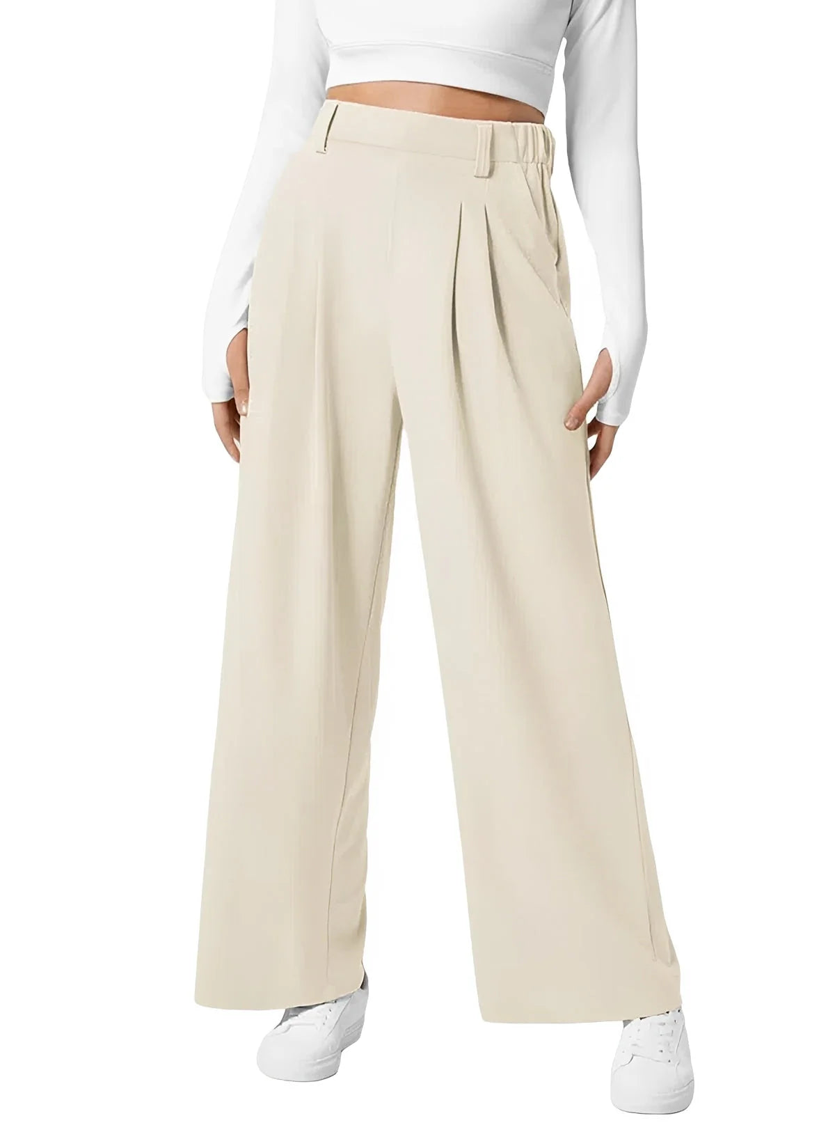 Kyla - Pantalon Large Taille Haute Élastique