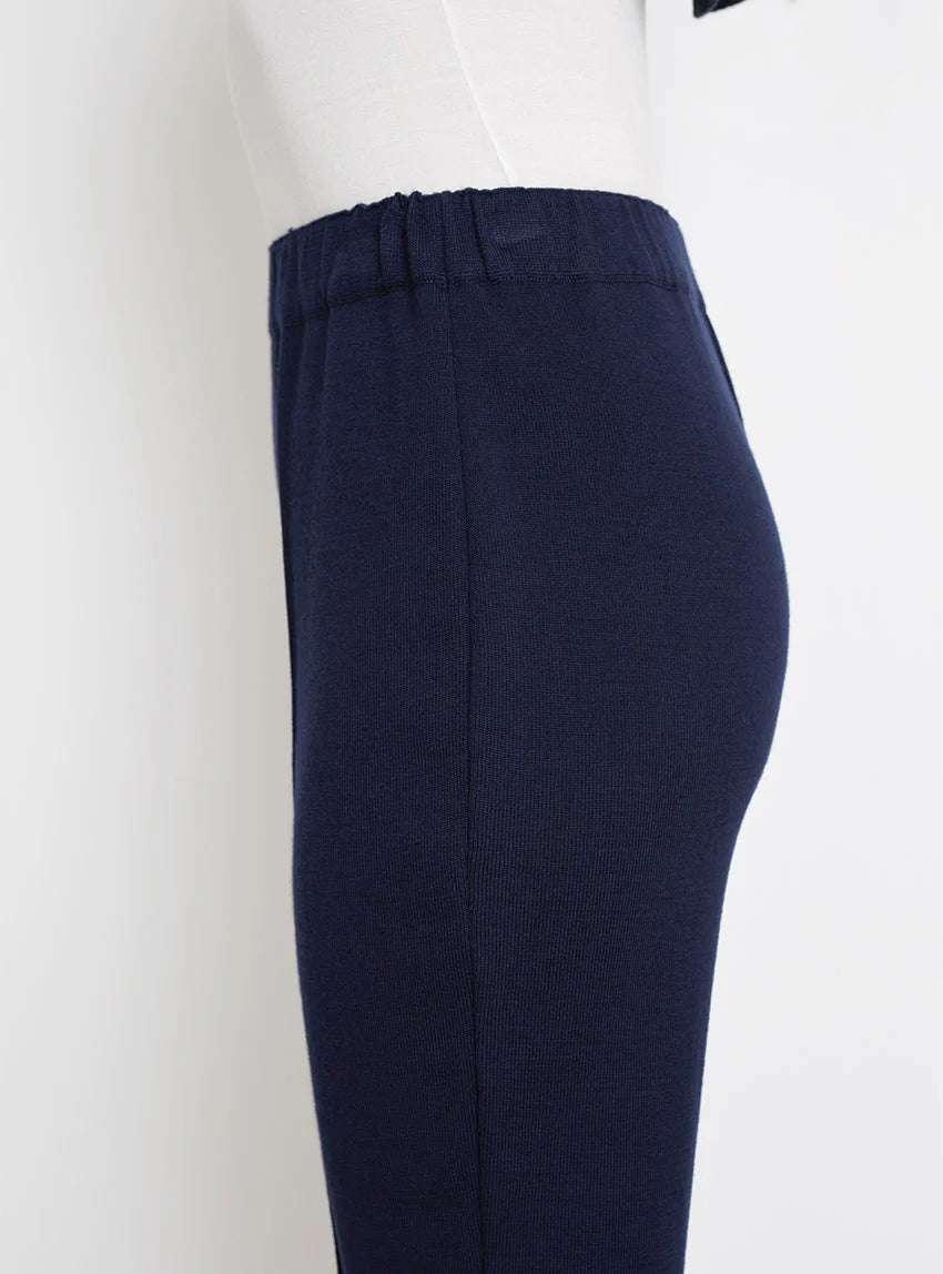 Pantalon femme en laine bleu marine