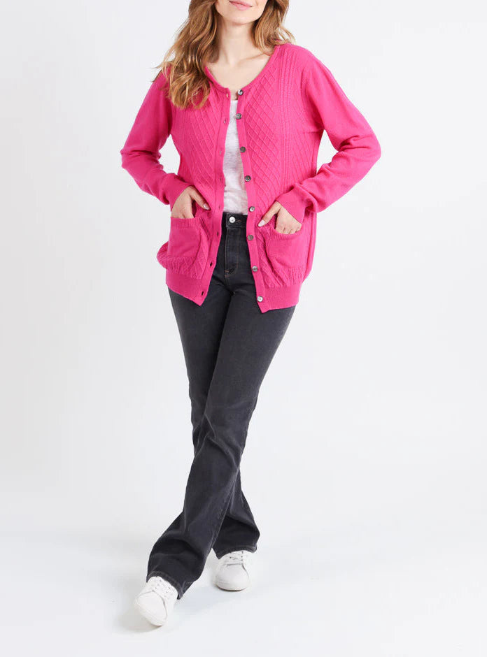 Cardigan femme en cachemire et laine rose