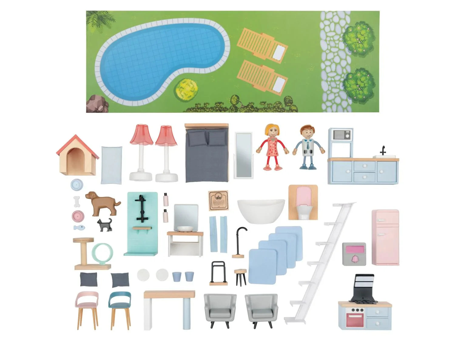 Playtive Maison de poupes XXL, 54 pices