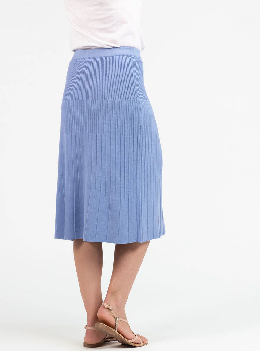 Jupe plissée femme fluide en viscose bleu aster