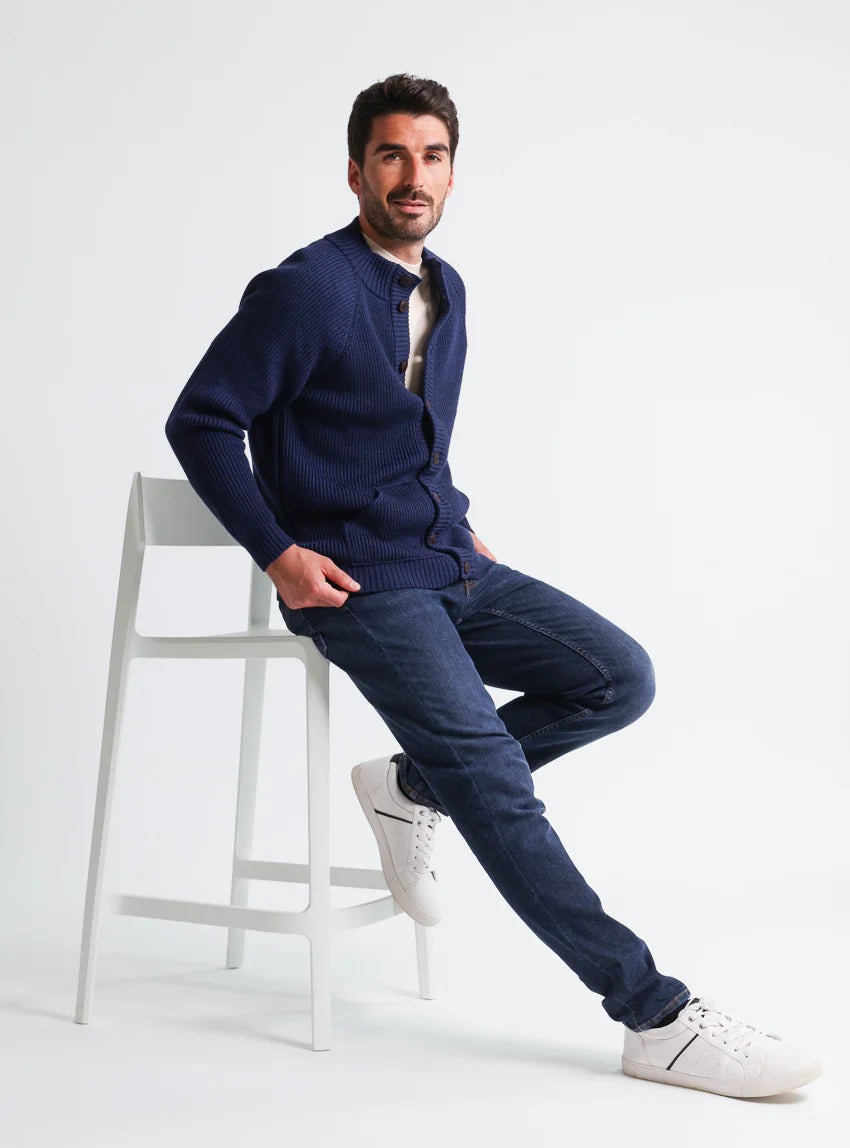 Gilet homme laine merinos Bleu Amiral