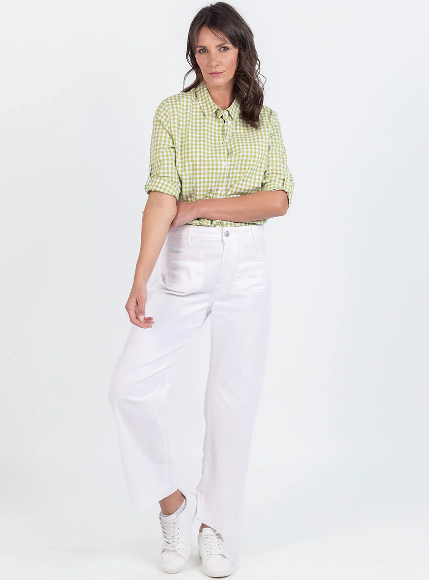 Chemise femme en coton vichy vert anis
