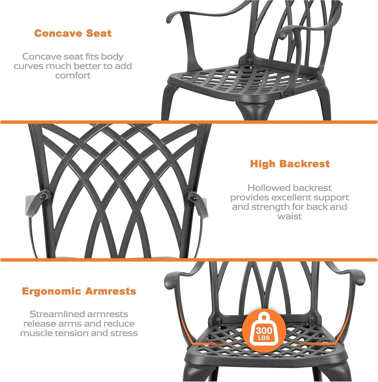NUU GARDEN Bistro Set 3 Piece Outdoor Cast Aluminum Patio Bistro Set Patio Table Chairs Set of 2