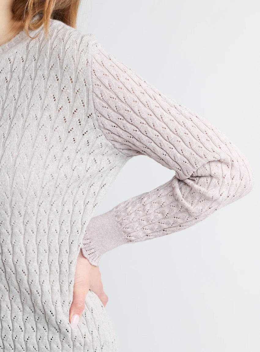 Pull femme maille fantaisie en laine beige