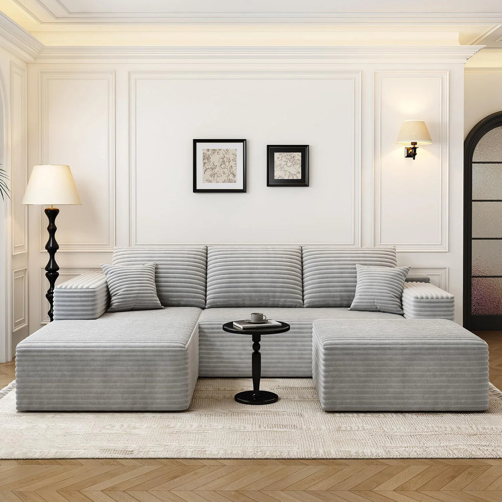 107.5 Cloud Modular Sectional Sofa Couch with L-Shape Chaise,Modern Minimalist Upholstered Couches for Living Room Bedroom,Deep Seat Corner Couch，No Assembly Required (Black,Left Facing Chaise)
