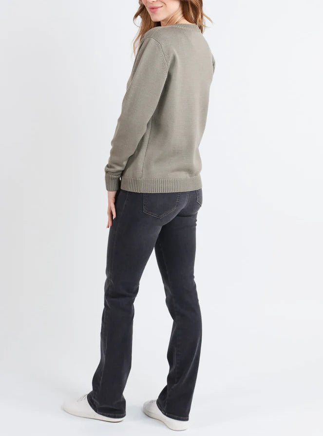 Cardigan femme en laine jersey épais Vert Olive