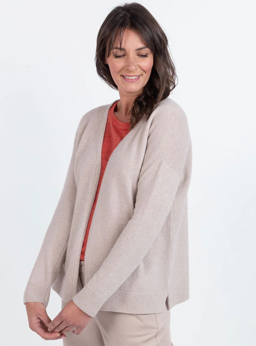 Gilet femme bord à bord laine et cachemire beige naturel