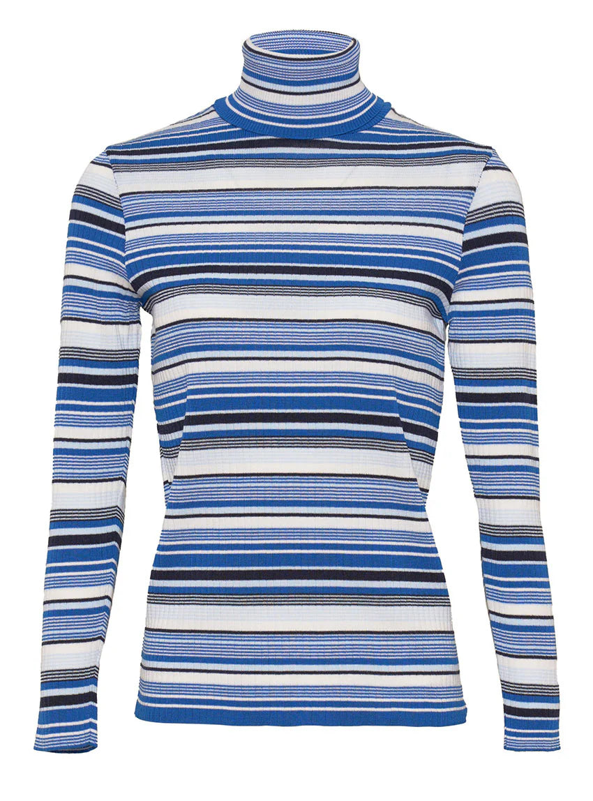 Pull chaussette femme en laine mérinos rayé bleu