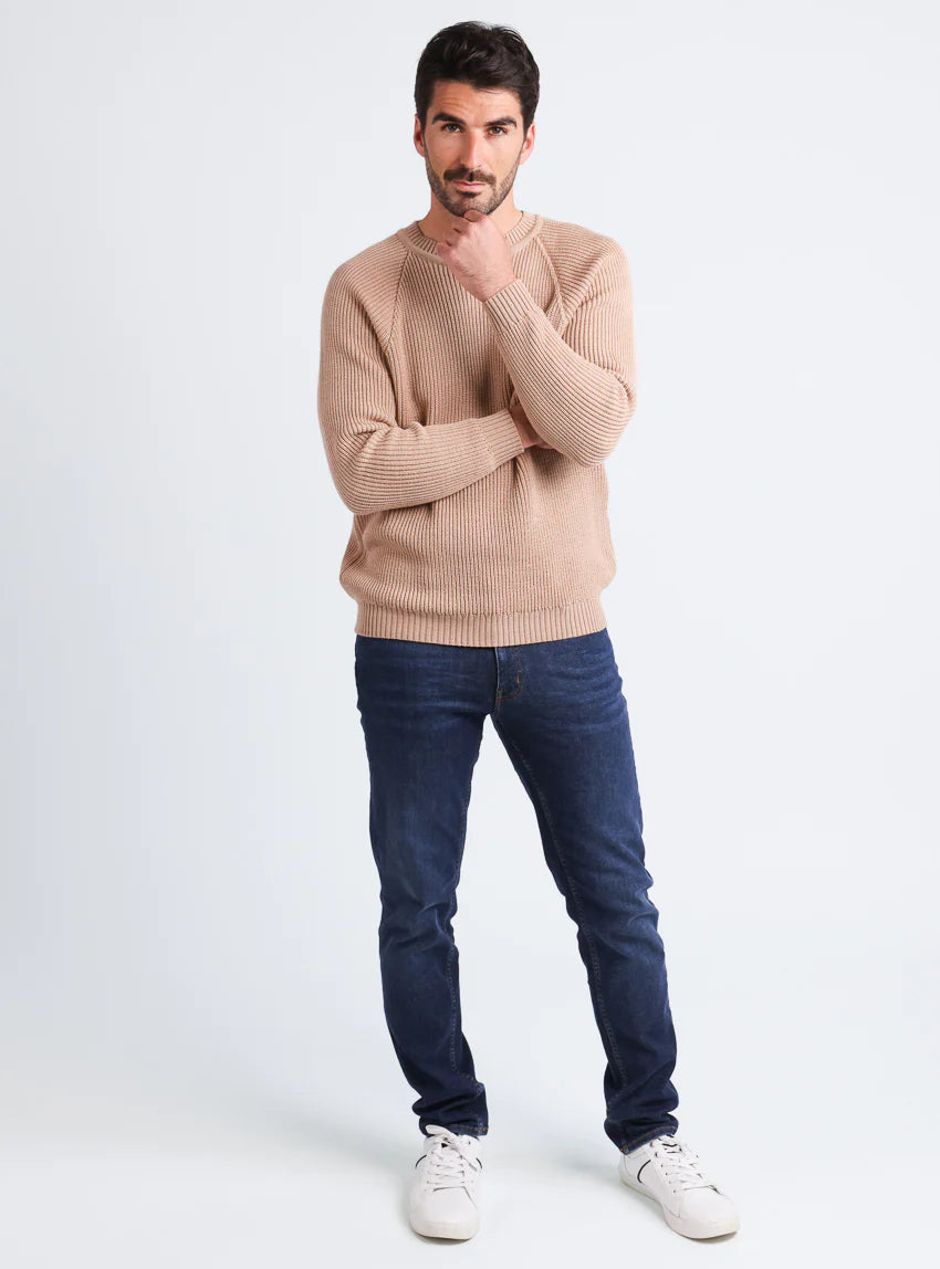 Pull homme en laine maille perlée Beige Chaud