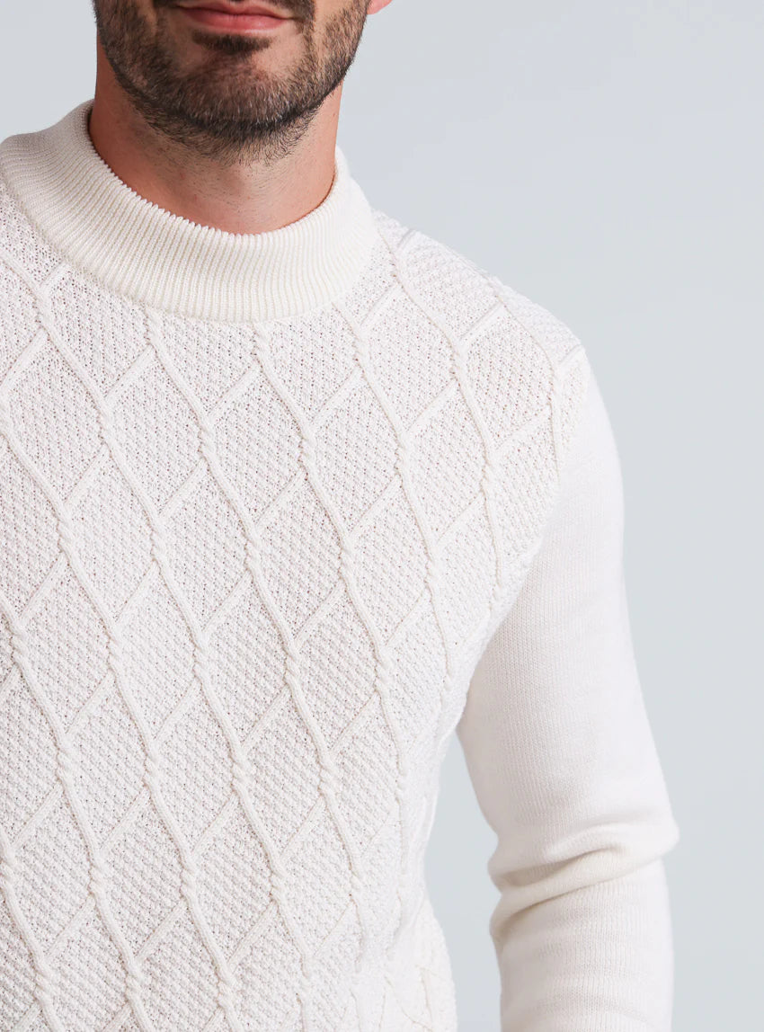 Pull homme en laine mérinos blanc naturel
