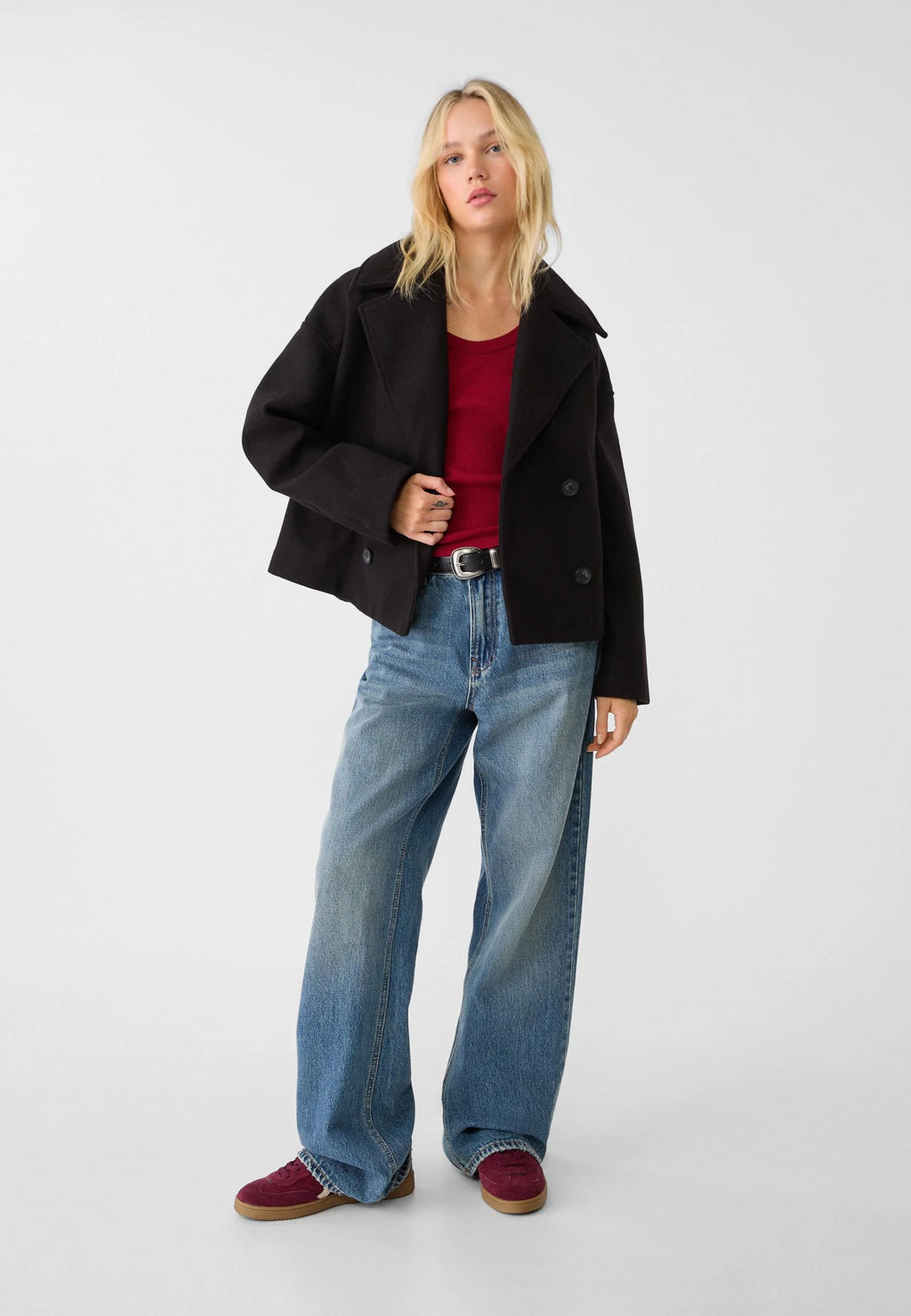 Manteau court classique intemporel pour femmes