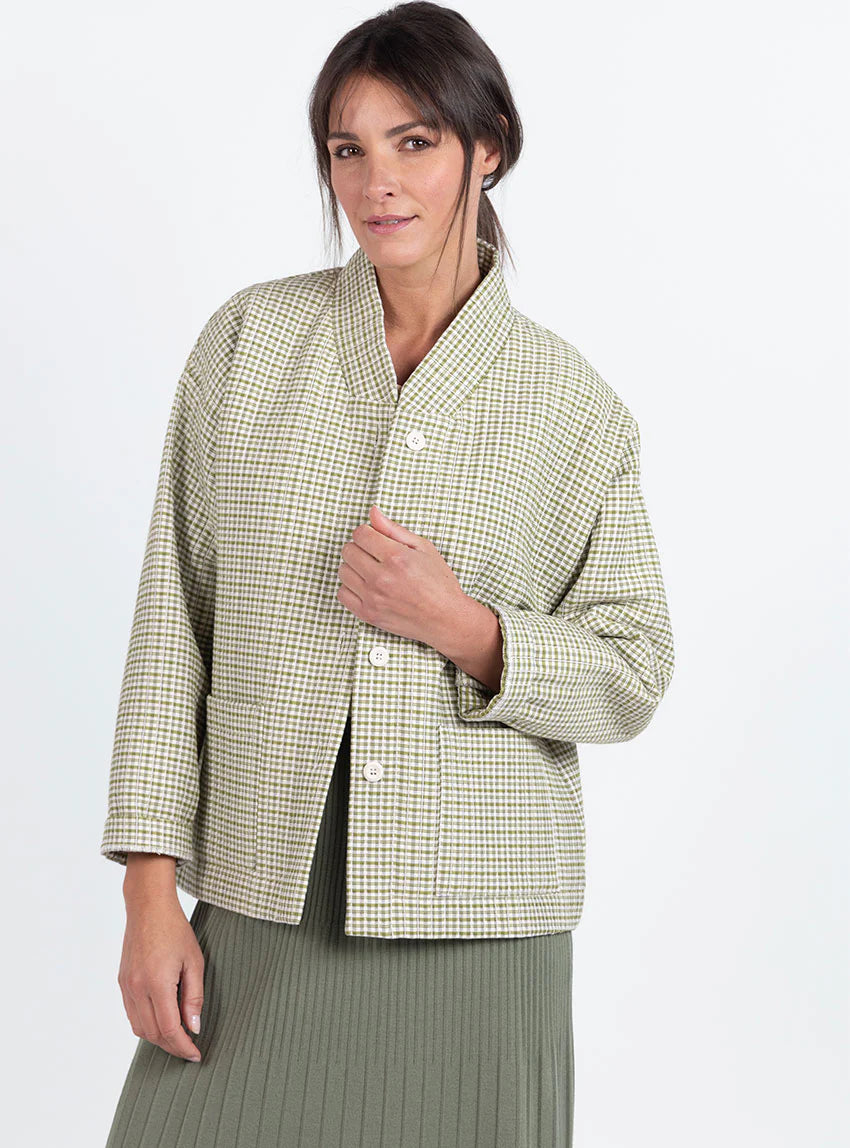 Veste femme matelassée en coton vert kaki