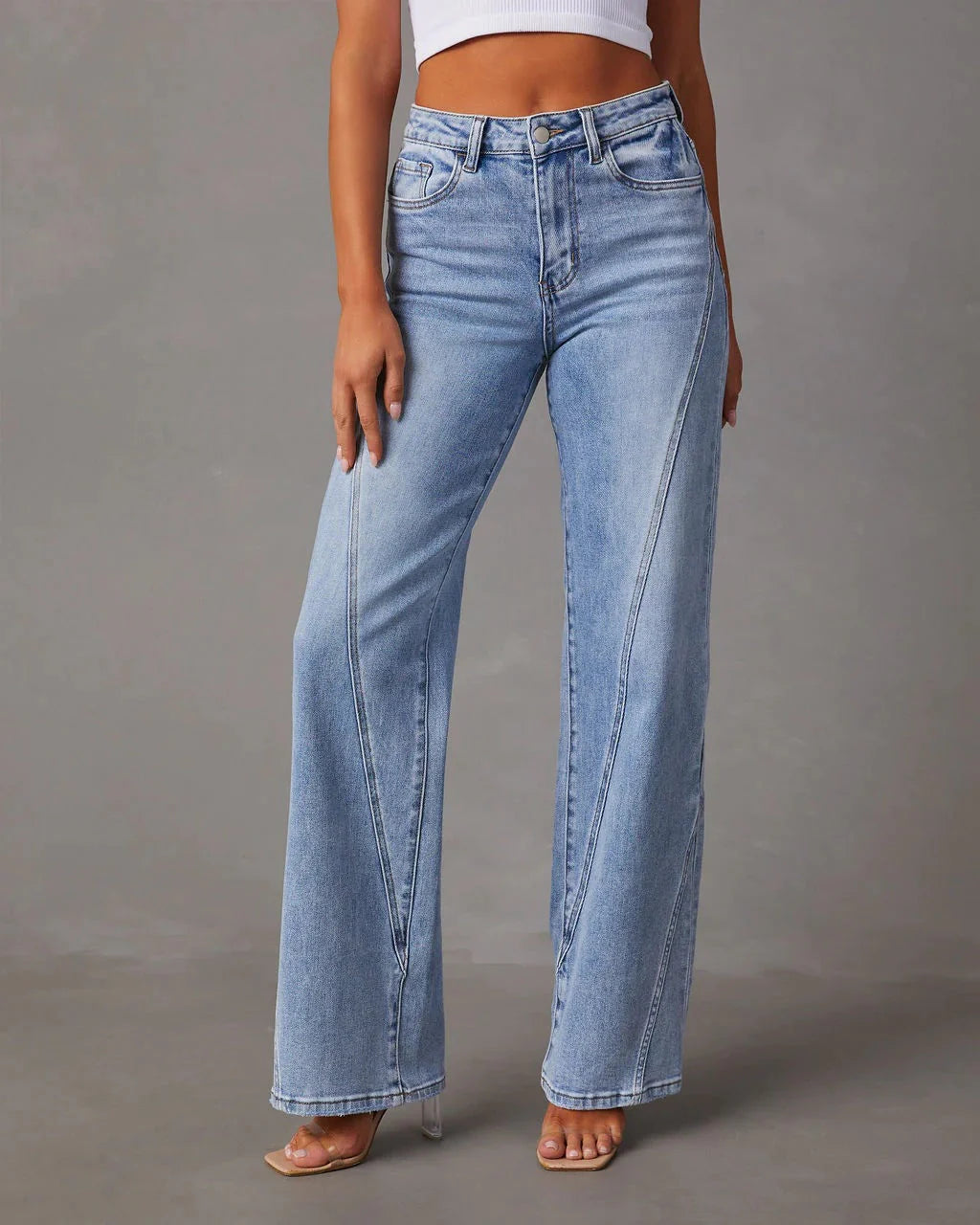Rhian - Pantalon en Jean Large et Élégant