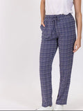 Pantalon femme en viscose imprimé graphique bleu