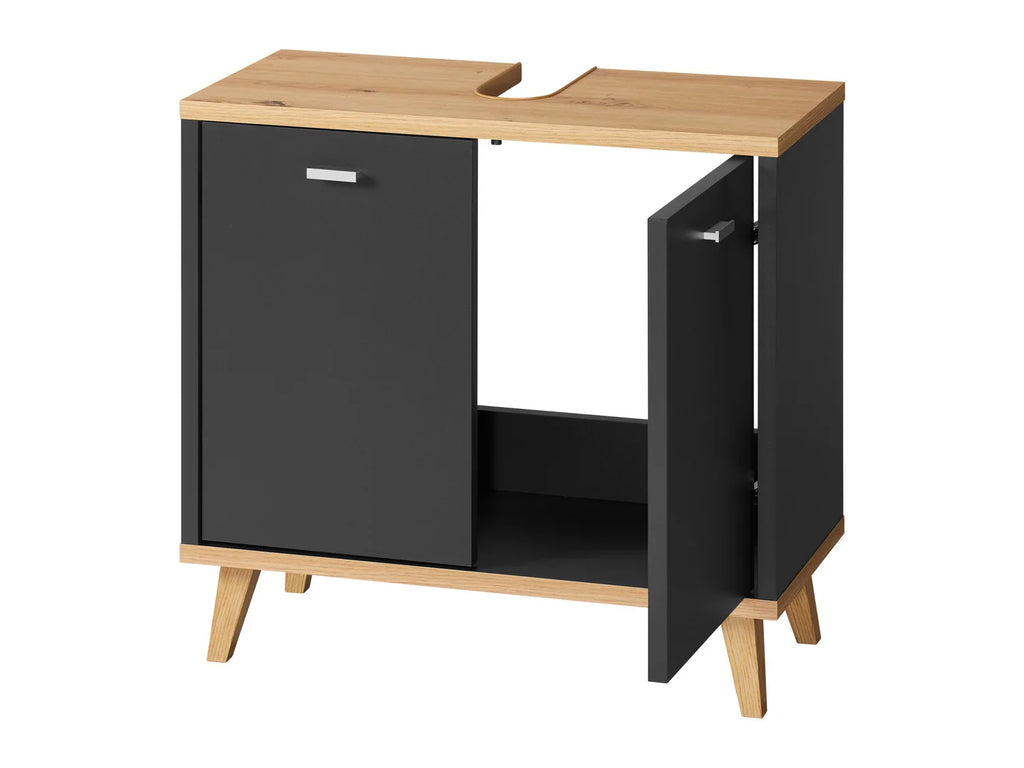 LIVARNO home Meuble sous vasque Corfou, 60 x 55 x 28 cm, anthracite/imitation chne