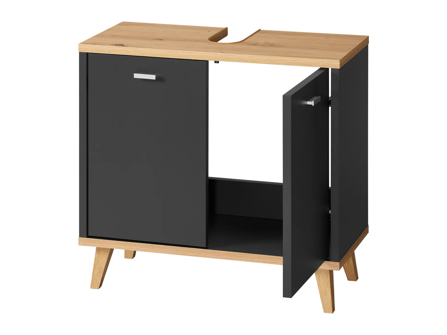 LIVARNO home Meuble sous vasque Corfou, 60 x 55 x 28 cm, anthracite/imitation chne