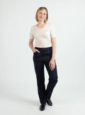Pantalon femme en laine bleu marine