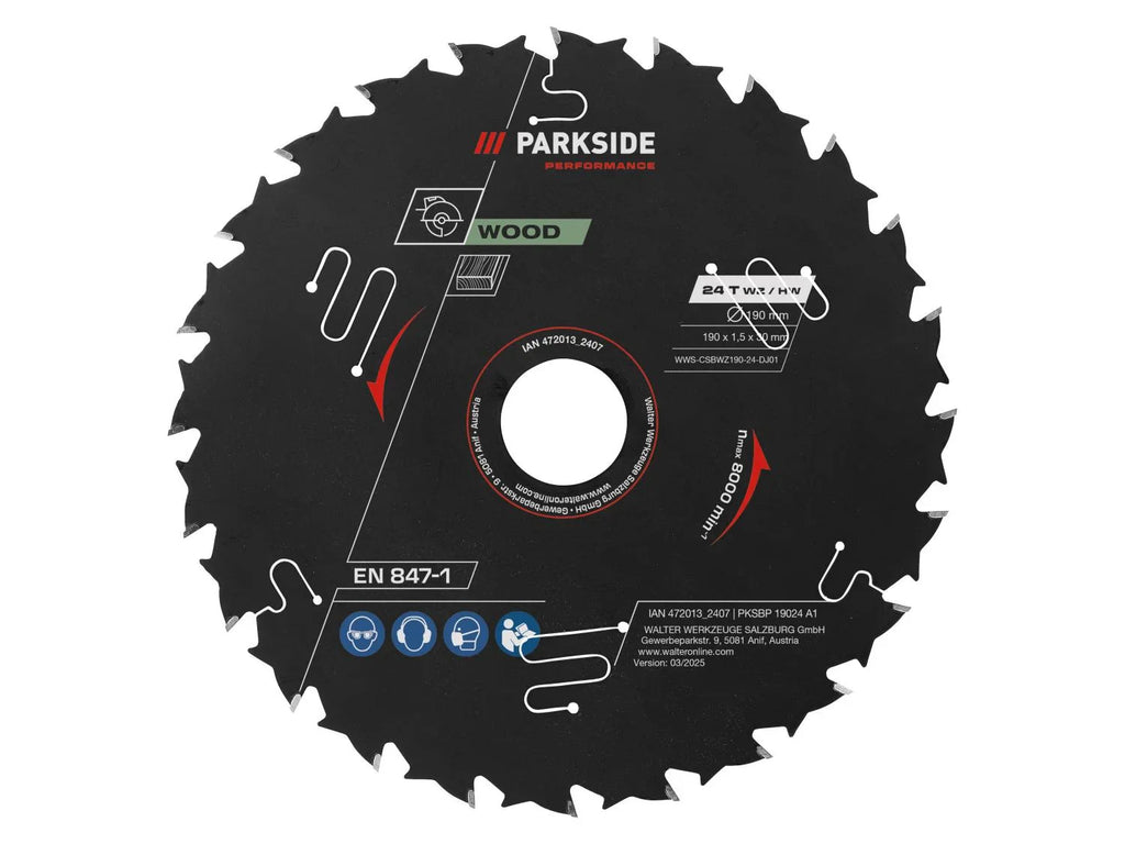 PARKSIDE PERFORMANCE Lame de scie circulaire, 190 mm, 24 dents, 48 dents, 60 dents