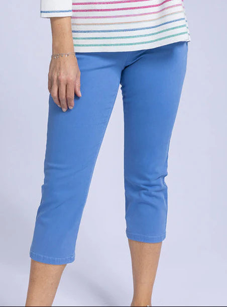 Pantacourt femme coton bleu
