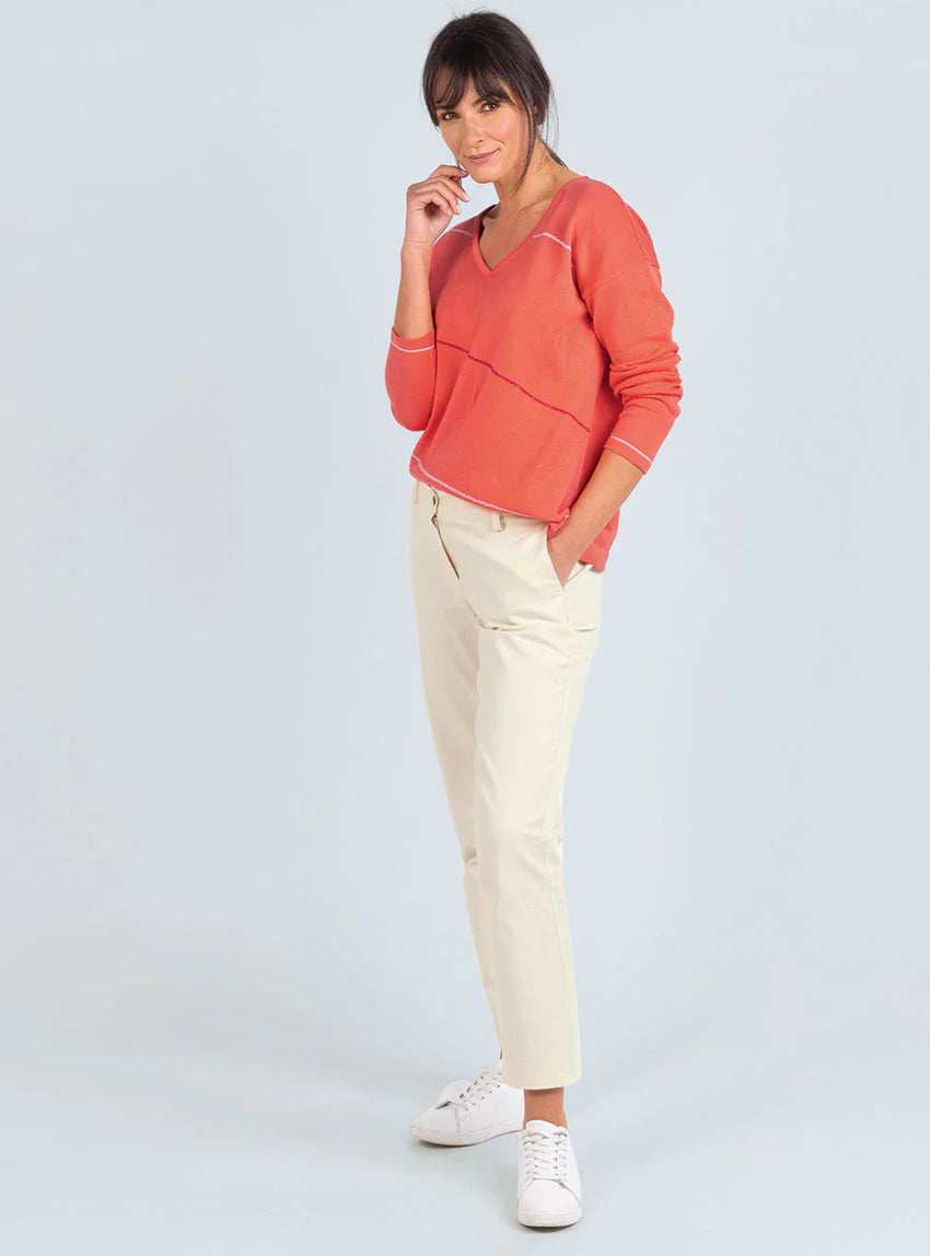 Pantalon chino femme en coton blanc naturel