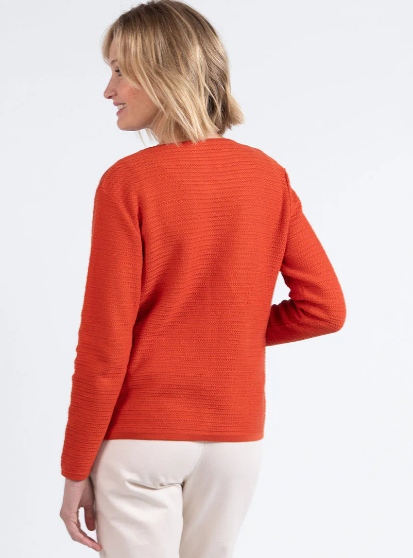 Cardigan femme en coton orange terracotta