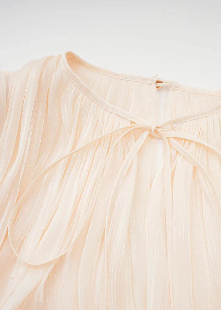 Robe mi-longue en satin champagne Estelle