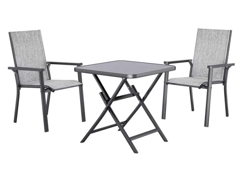 LIVARNO Table de jardin + Lot de 2 fauteuils en aluminium Houston