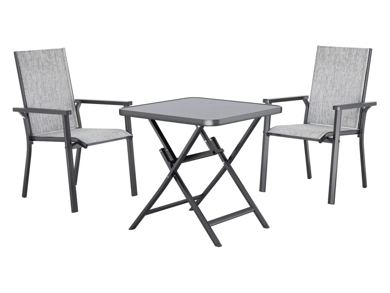 LIVARNO Table de jardin + Lot de 2 fauteuils en aluminium Houston