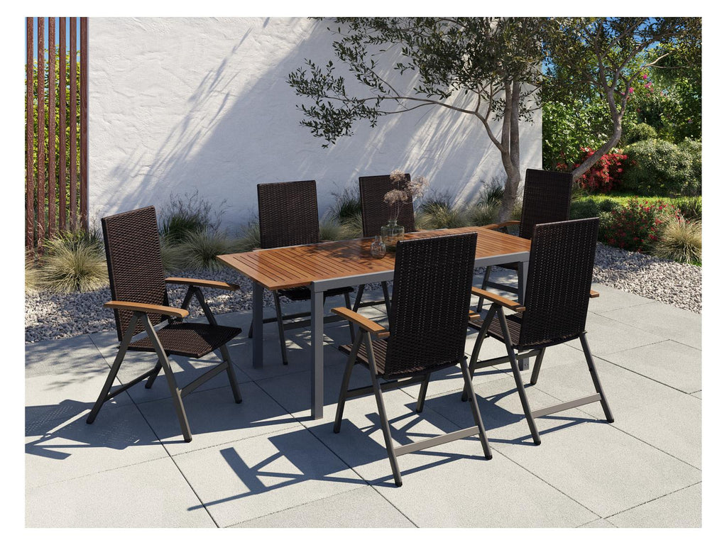 LIVARNO home Ensemble tress  Valencia , 7 pices - table extensible & 6 fauteuils pliants
