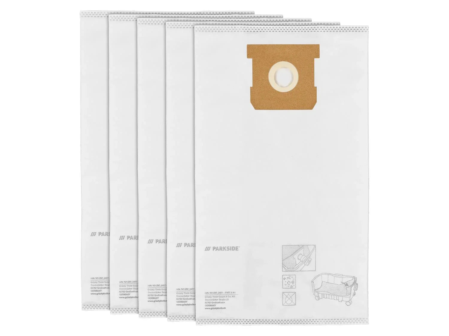 PARKSIDE Lot de 5 ou 12 sacs pour aspirateur PFT 8 A1