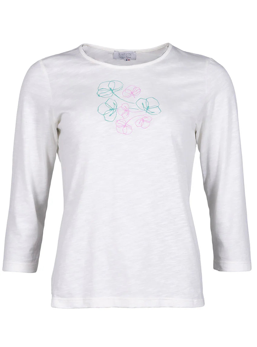 Tee-shirt femme en coton blanc crème